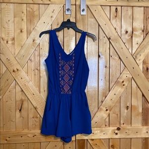 Blue tribal print romper with pockets!
